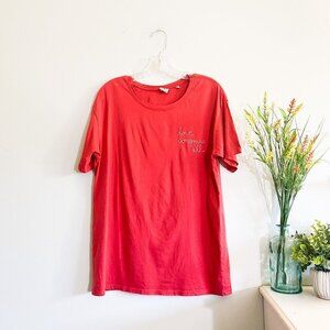 ☀️ JUNK FOOD Love Conquers All Tee Wonder Woman Red Embroidered T Shirt Top